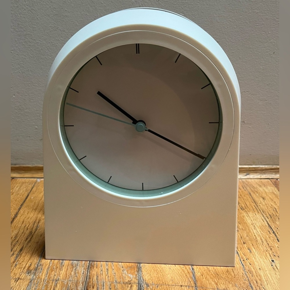 IKEA White Mantel Clock with Mint/Teal Accents Poffare Wall Clock